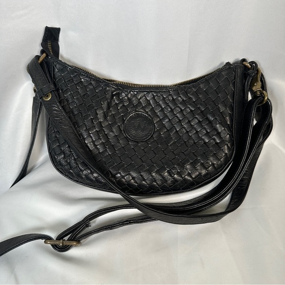 Wanderers Woven Leather Crossbody Purse Quiet Luxury Minimalist Black - Picture 10 of 16
